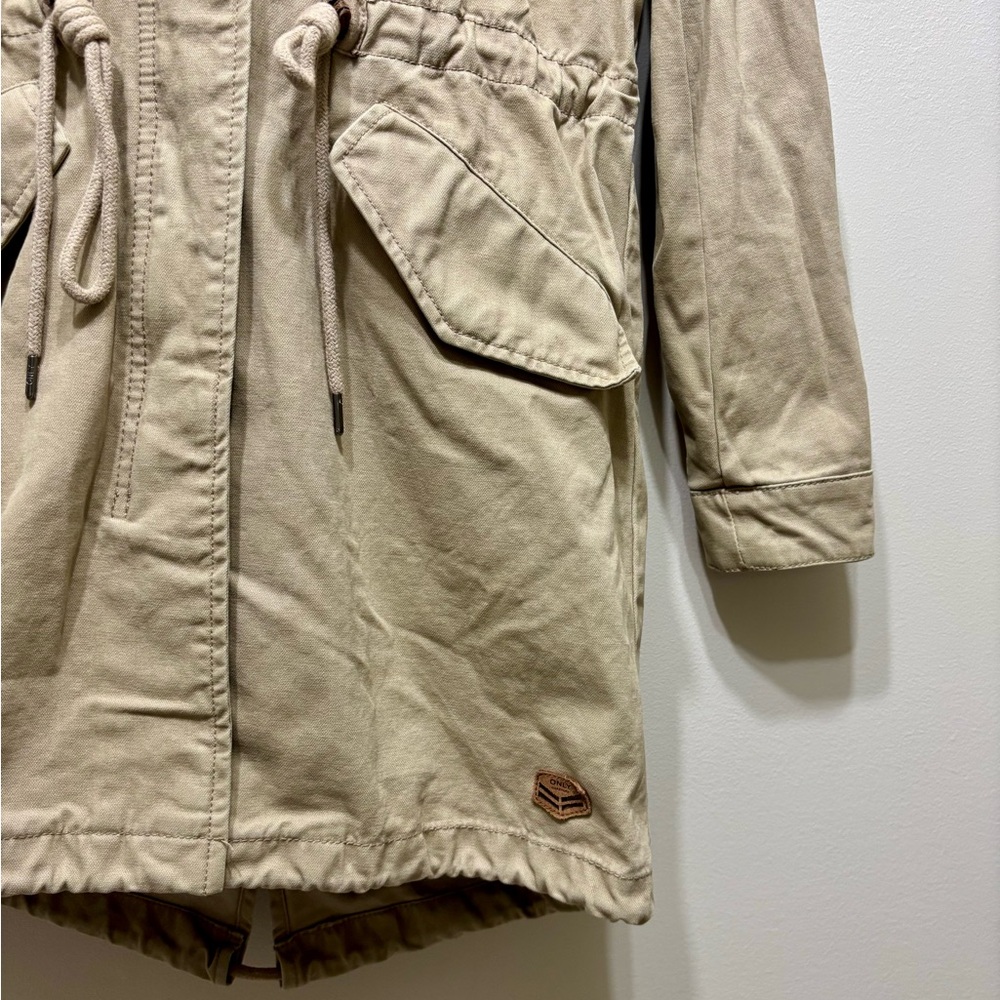 Only Tan Hooded Utility Anorak Jacket Zip Front Drawstring Waist XS - Picture 5 of 10